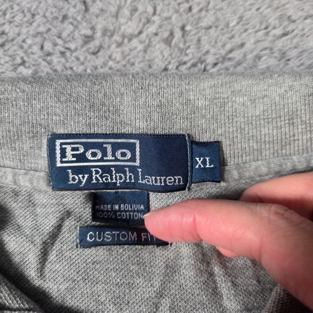 Polo Ralph Lauren Mens XL Polo Shirt Gray Custom Fit Cotton Pique Short Sleeve